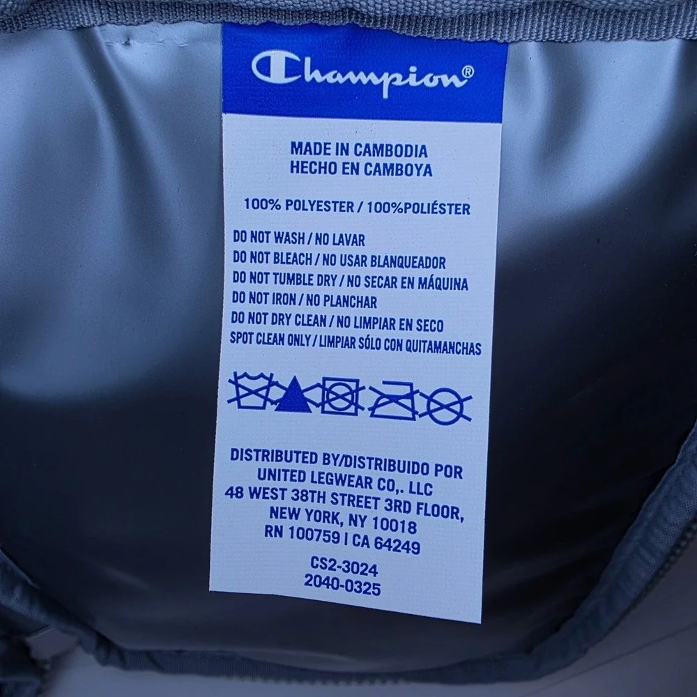 Champion Insulated‎ Lunch Bag Unisex Grey Blue CS2-3024 Cooler Bag